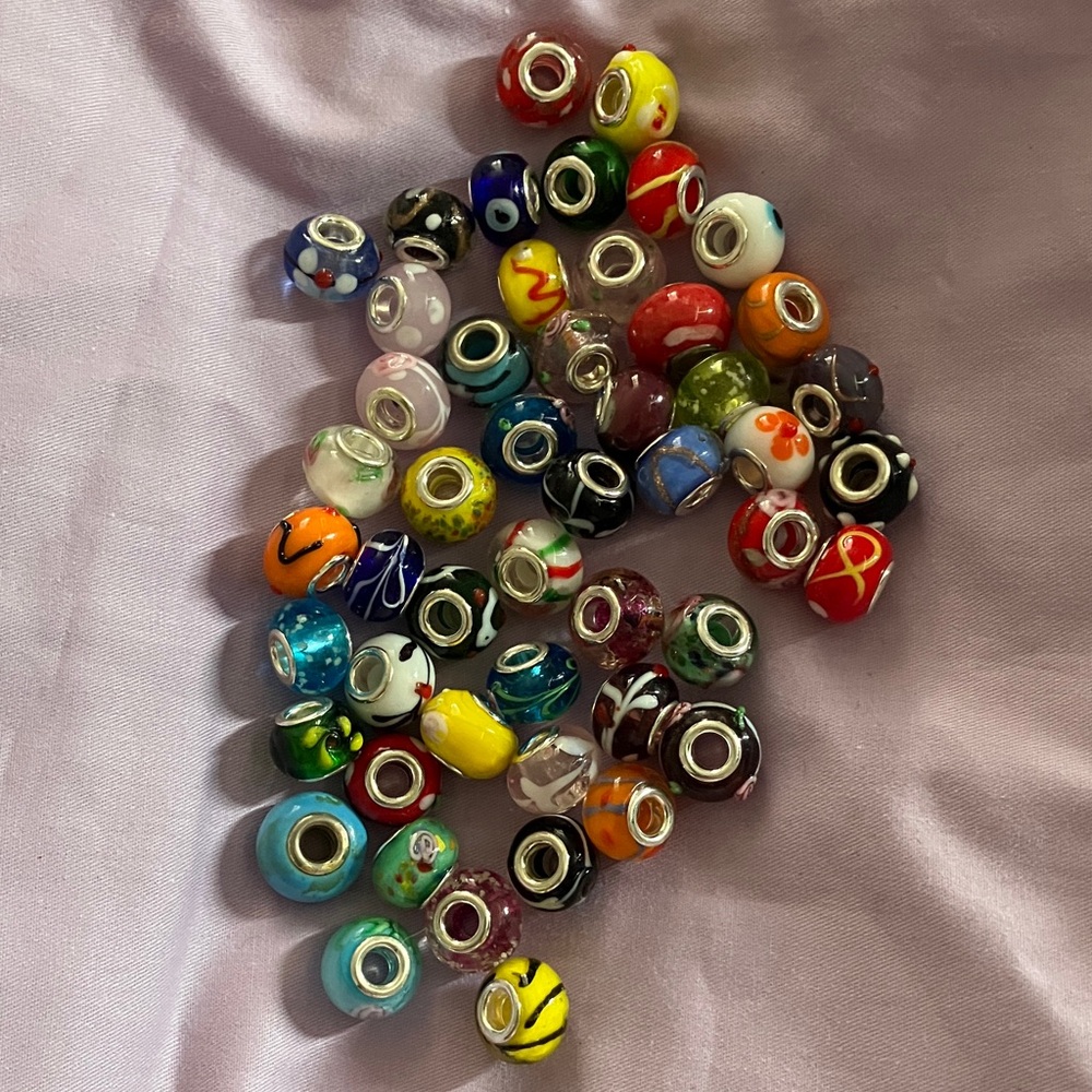 Mixed Glass European-Style Charm Beads - Colorful Assortment